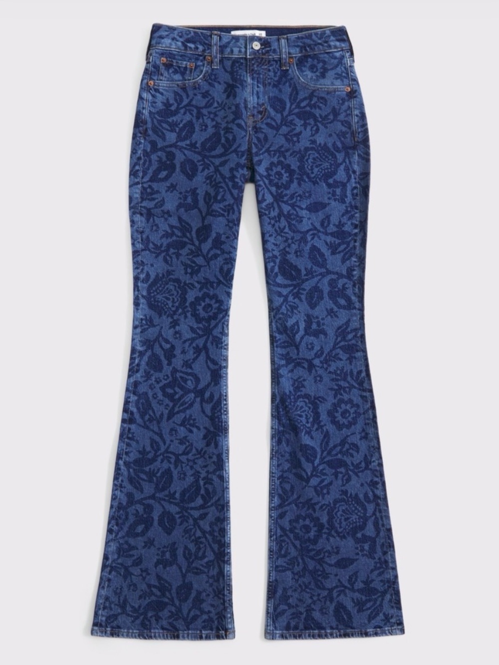 Abercrombie & Fitch Blue Floral Boot-Cut Jeans NWOT - Picture 6 of 7